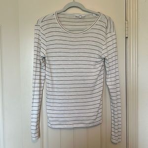 Vince lightweight gold and white striped long sleeve tee